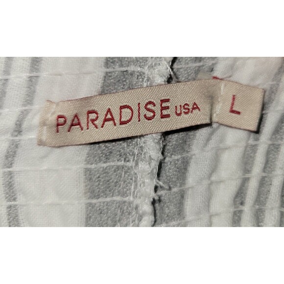 Paradise USA Women’s Boho Striped Wide Leg Pants L Linen Blend Beach Resort... - Picture 6 of 6